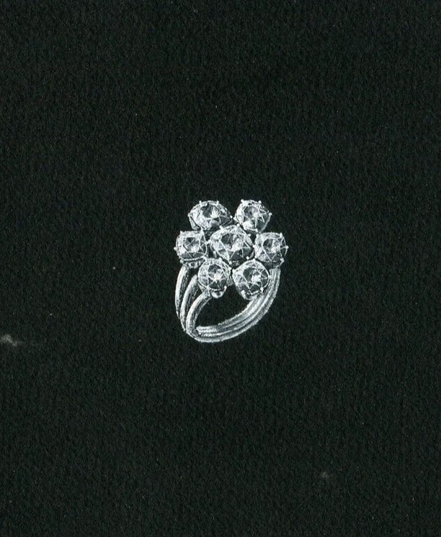Vintage Original Jewelry Drawing Art Deco Emerald Diamond Ring: Title: Vintage Original Jewelry Drawing Art Deco Emerald Diamond Ring Description: Pencil and watercolor on tracing paper 16 x 17.5 cm folds Reserve: $50.00 Shipping: Domestic: Flat-rate of $22.00 to