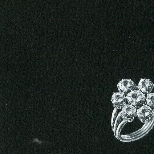 Vintage Original Jewelry Drawing Art Deco Emerald Diamond Ring - 3