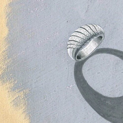 Vintage Original Jewelry Drawing Art Deco Gold Ring - 3