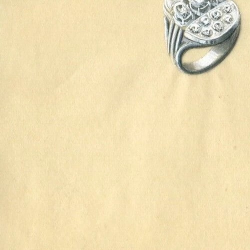 Vintage Original Jewelry Drawing Art Deco Diamond Ring - 3