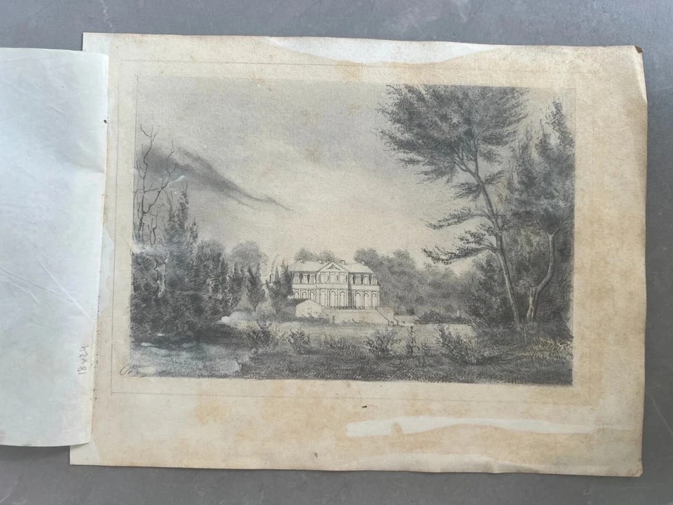 19th century Landscape, House, Garden, Forest - Drawing Antique Pencil - 2