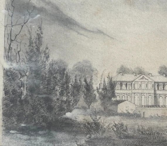 19th century Landscape, House, Garden, Forest - Drawing Antique Pencil - 3