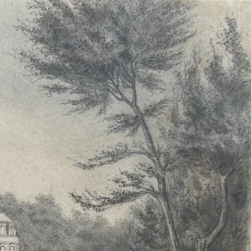 19th century Landscape, House, Garden, Forest - Drawing Antique Pencil - 4