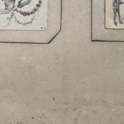 19th century Man Portrait Landscape Angel - Drawing Antique Original signed - 6