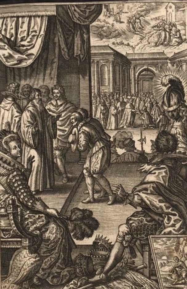 Antique Etching Léonard GAULTIER (1561-1630) History, Royalty, War, Religion: Title: Antique Etching Léonard GAULTIER (1561-1630) History, Royalty, War, Religion Description: Engraving on paper 20 x 14.5 cm stains, folds, laminated on paper Reserve: $180.00 Shipping: