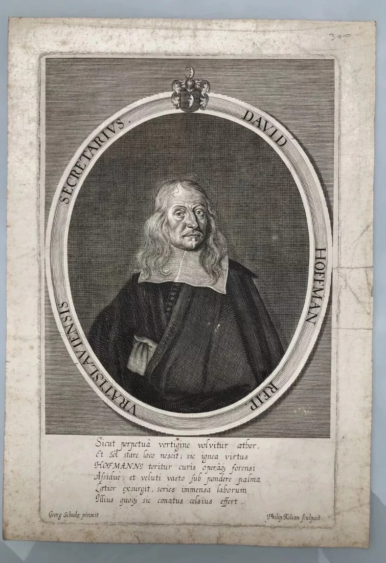 Antique Etching Original Man Portrait, David Haufman, Georg Schultz - 5
