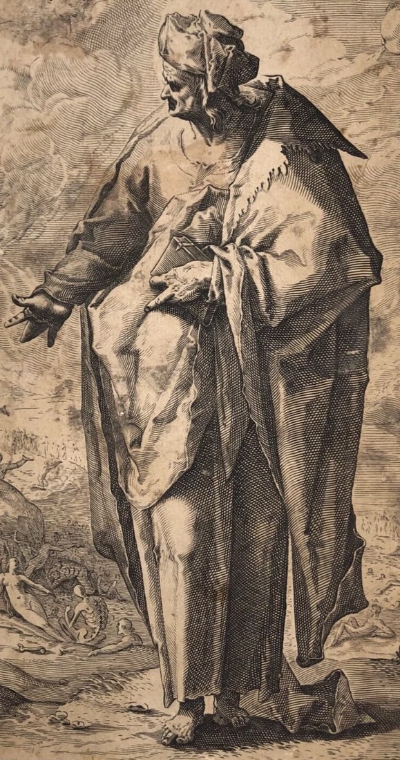 Hendrick GOLTZIUS (1558-1617) Ezekiel, Religious - Etching Antique Original (1 of 8)