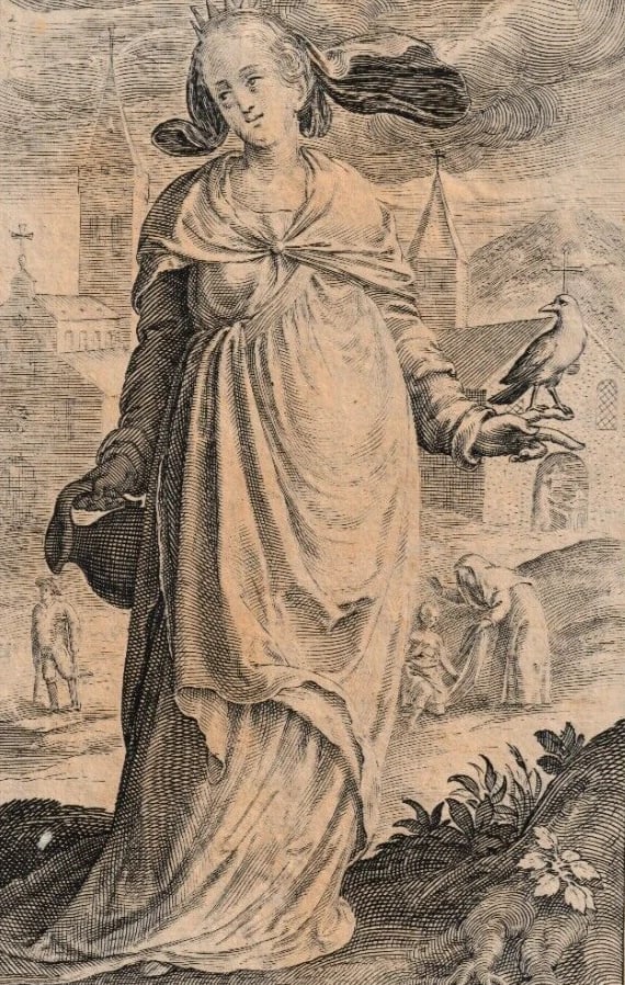 Elizabeth of Hungary, Nicolaes de Bruyn (1571-1656), Londerseel Antique Etching (1 of 8)