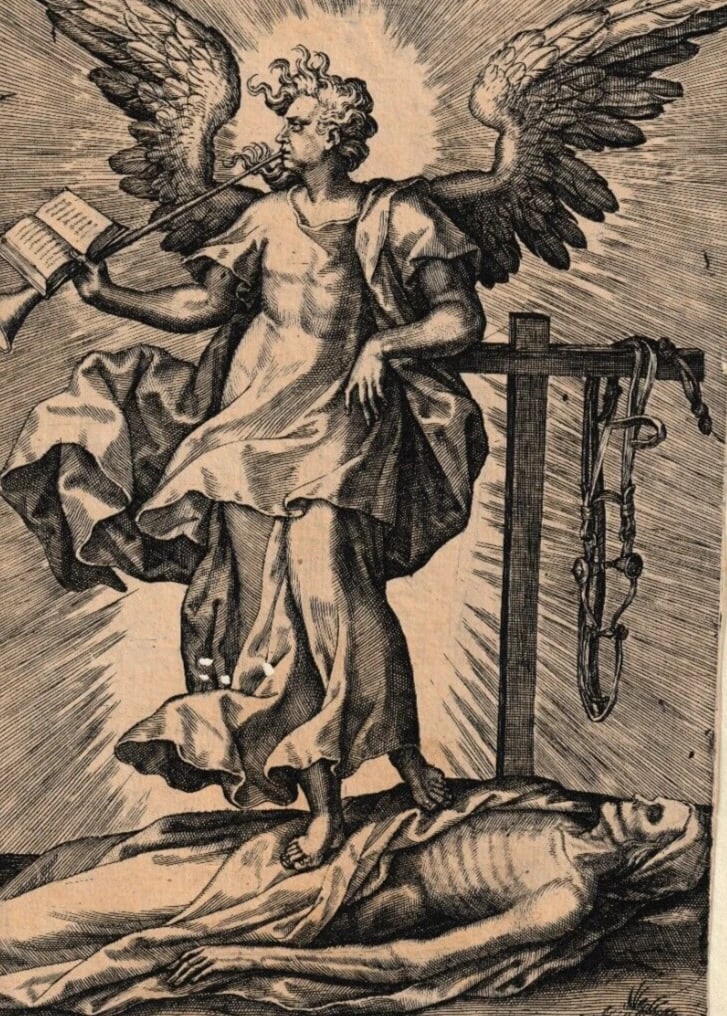 Man Portrait Angel Gabriel Death - Etching Antique Original (1 of 8)