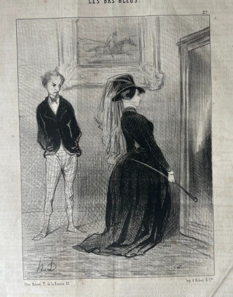 19th century Daumier Les Bas Bleus - Antique Print (1 of 8)