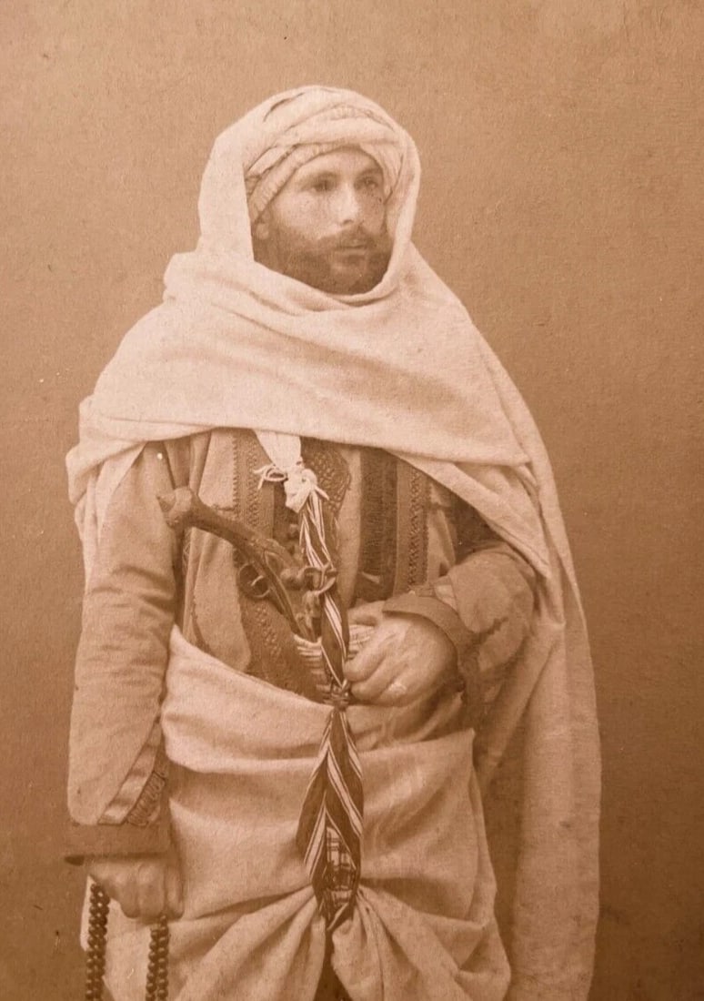 CDV Vintage Photograph Orientalist Man, Woman, Bedouins Tunis c.1867 (1 of 8)