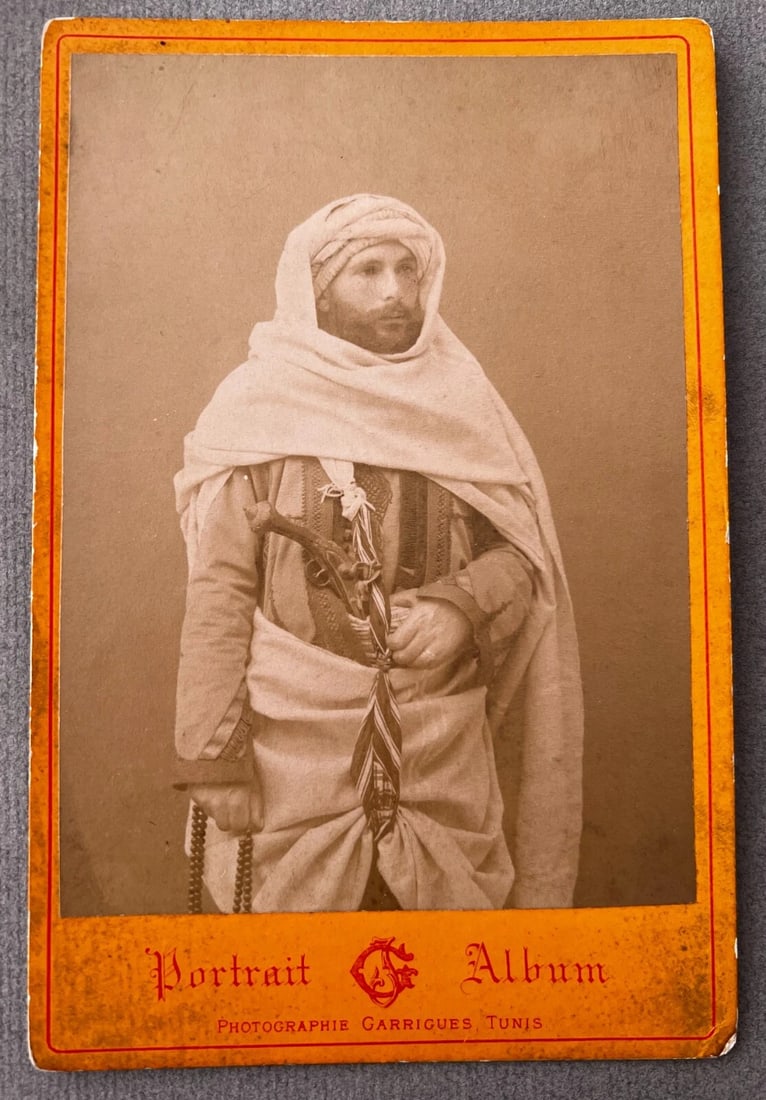 CDV Vintage Photograph Orientalist Man, Woman, Bedouins Tunis c.1867 - 2