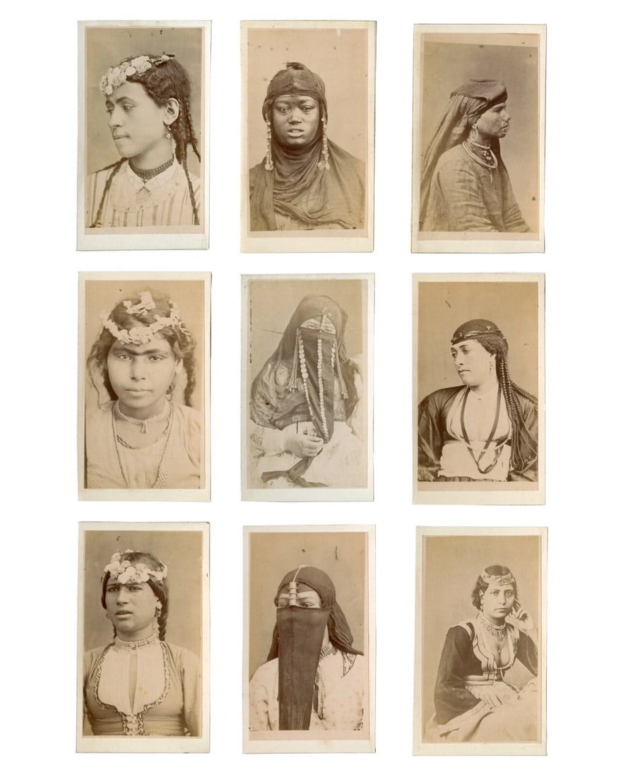 CDV Photograph Orientalist Portrait, Women x9: Title: CDV Photograph Orientalist Portrait, Women x9 Description: Albumen mounted on CDV card Dimension: 6 x 10 cm Reserve: $550.00 Shipping: Domestic: Flat-rate of $25.00 to anywhere within the conti