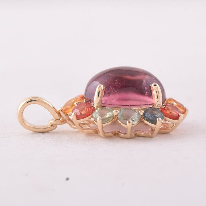 5.62 Ct Oval Tourmaline 9K Gold Pendant - 3