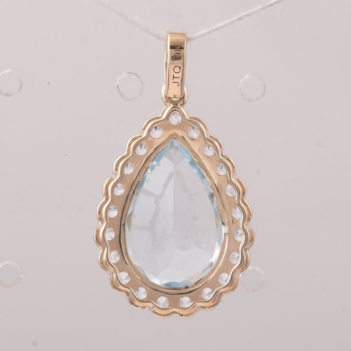 4.95 Ct Pear Aquamarine 9K Gold Pendant - 2