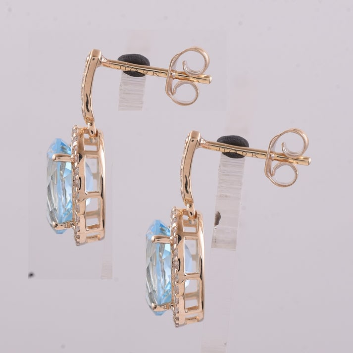 4.75 Ct Oval Blue Topaz 9K Gold Earrings - 4