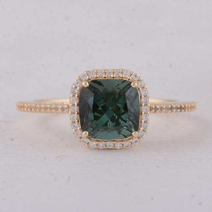2.14 Ct Cushion Tourmaline 9K Gold Ring (1 of 5)