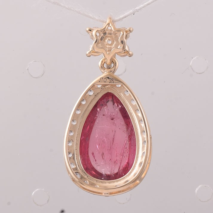 5.58 Ct Pear Tourmaline 9K Gold Pendant - 2