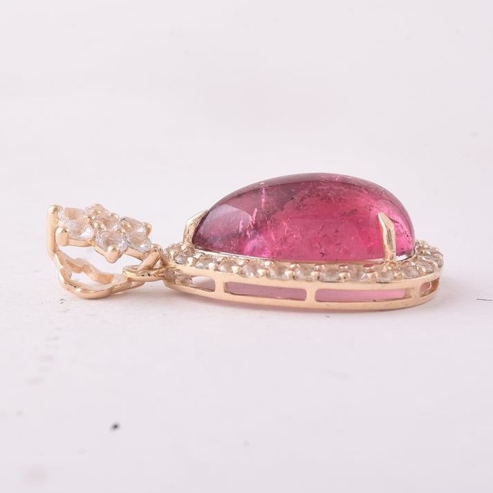 5.58 Ct Pear Tourmaline 9K Gold Pendant - 3