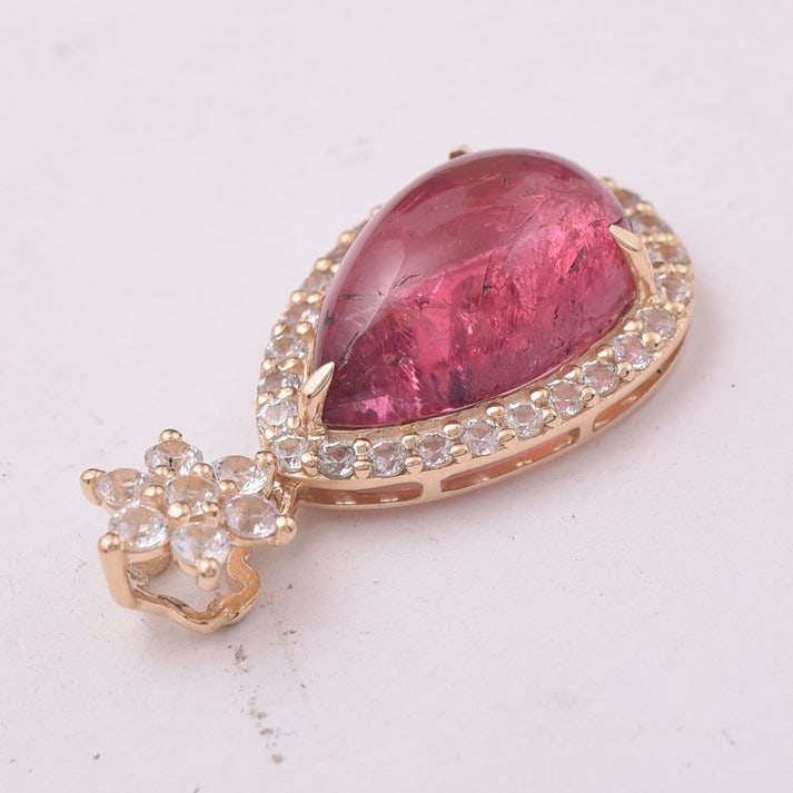 5.58 Ct Pear Tourmaline 9K Gold Pendant - 4