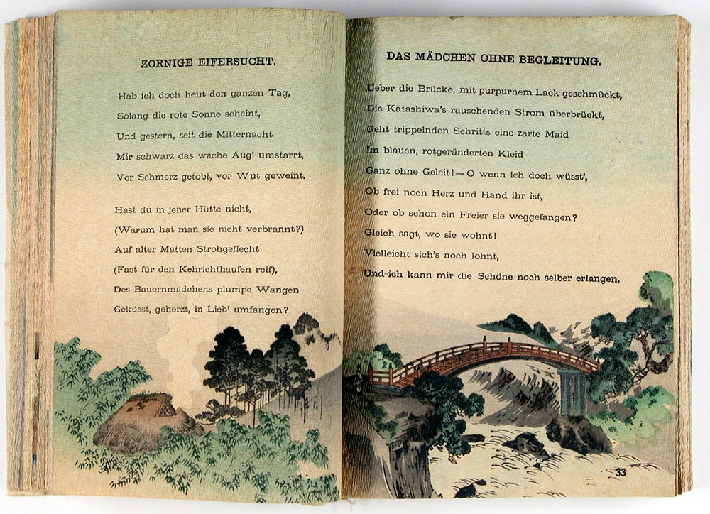 Karl Florenz (author), and misc. Meiji period illustrators: Dichtergruesse aus dem Osten ('Poets' - 2