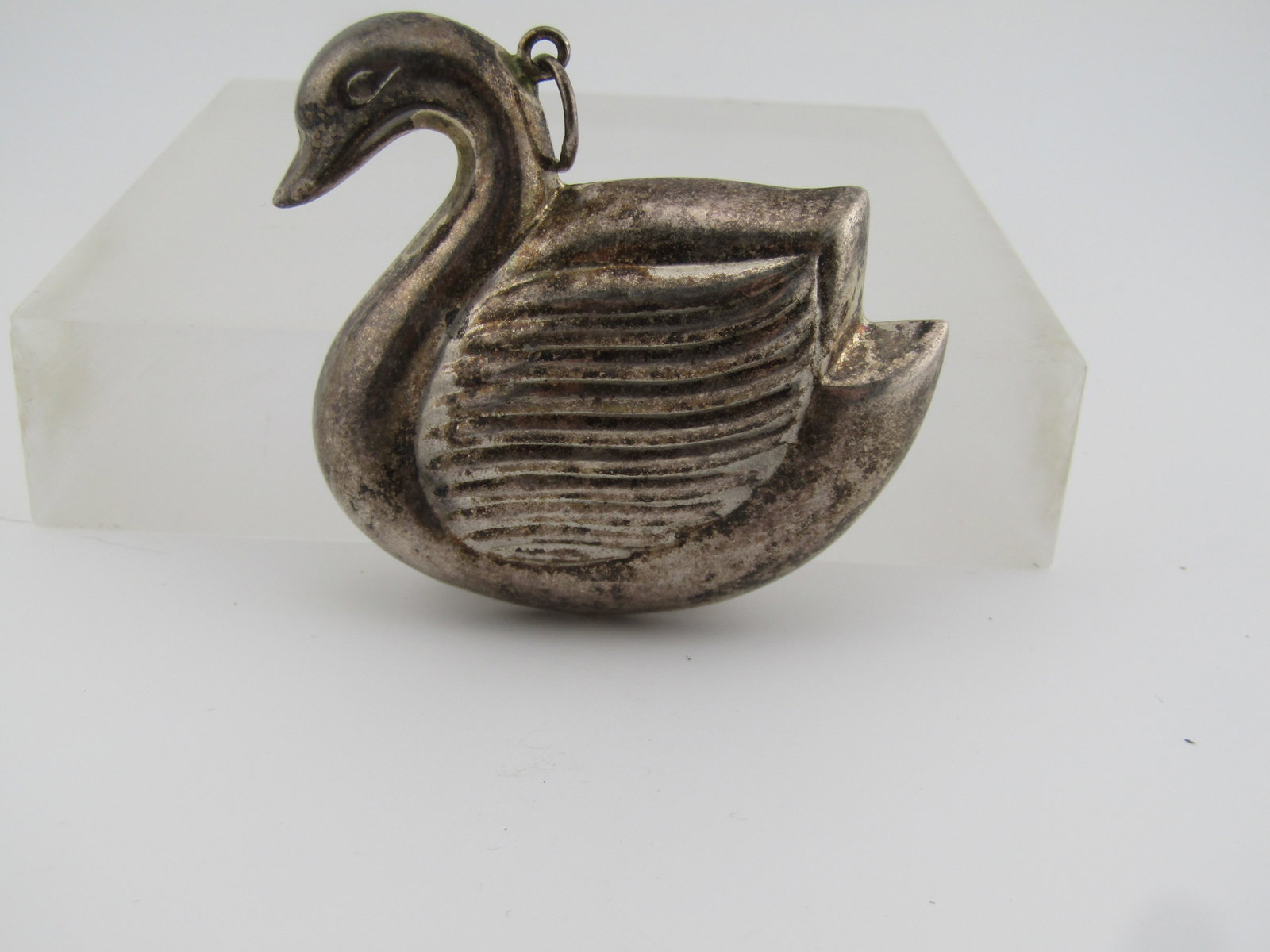 Vintage Sterling Puffy Swan Pendant, 1940's-1960's - 6
