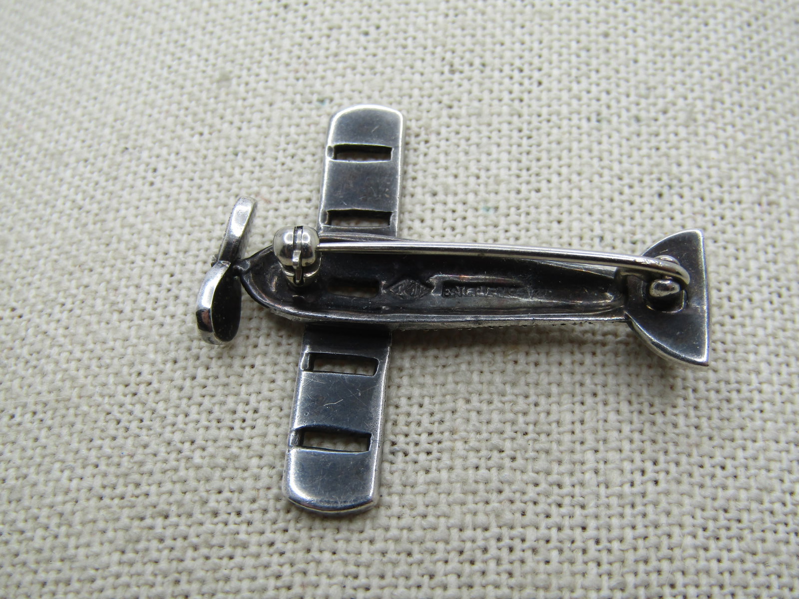 Vintage Sterling Marcasite Airplane Brooch, 1980's, Signed - 5