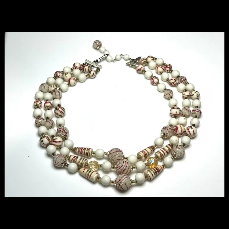 Vintage Japan Three Strand Necklace - 2
