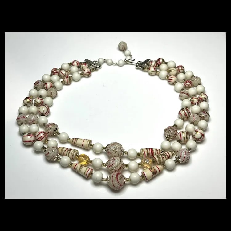 Vintage Japan Three Strand Necklace - 5