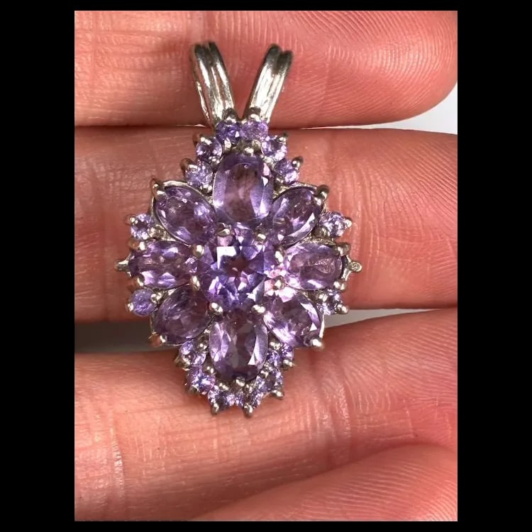 Estate Amethyst Cluster Pendant - 2