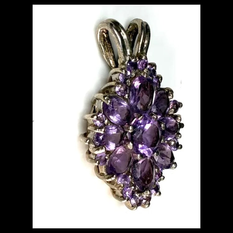 Estate Amethyst Cluster Pendant - 3