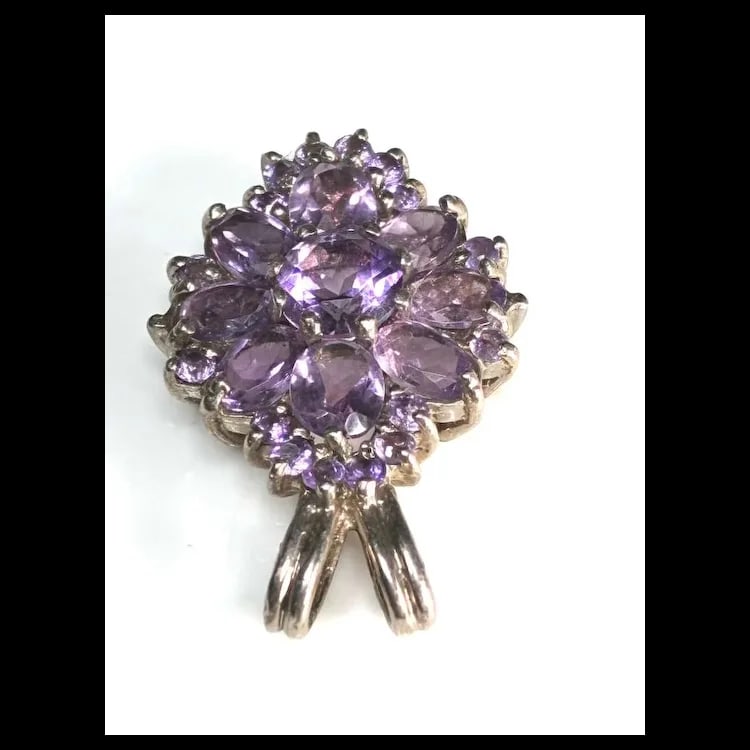 Estate Amethyst Cluster Pendant - 4