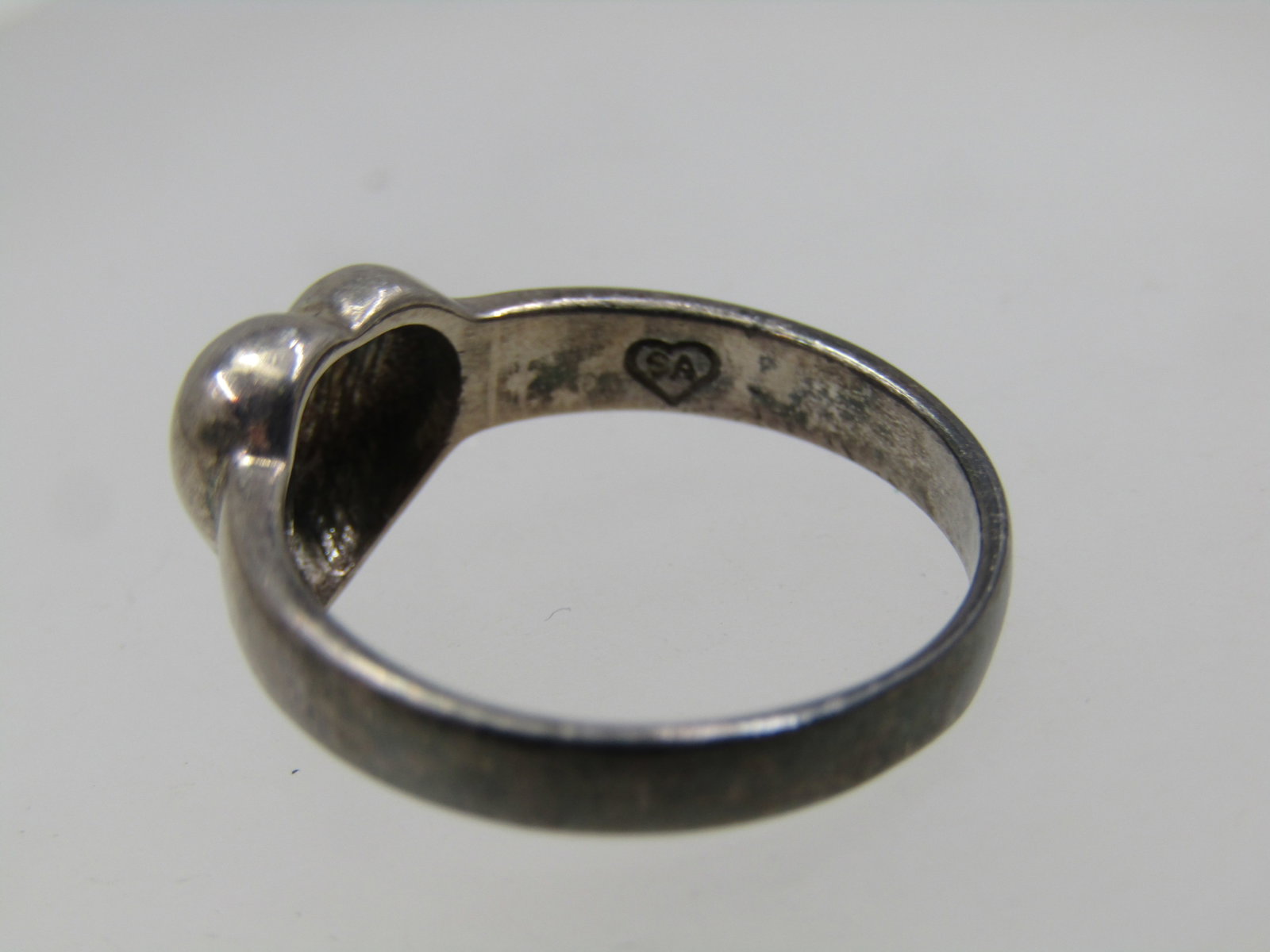 Vintage Sterling Heart Ring, Sz. 7.75, Signed - 5