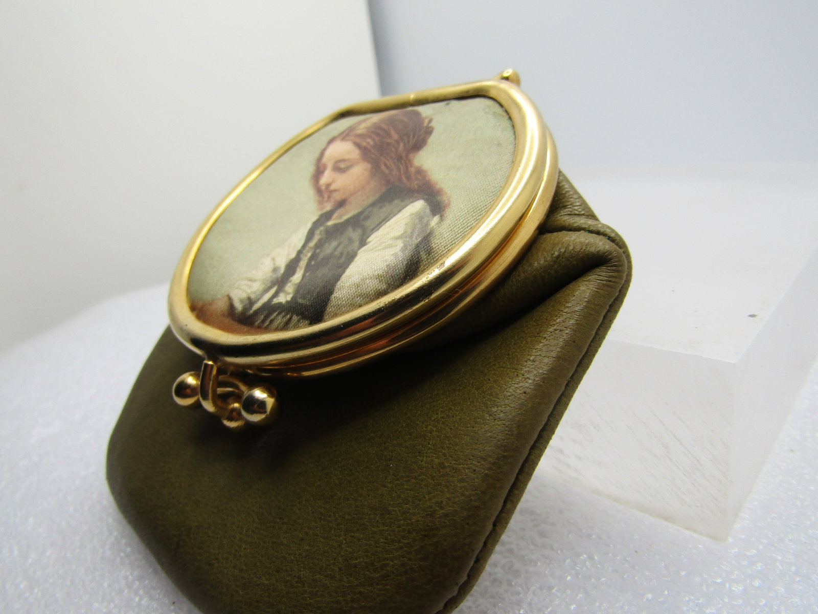 Vintage Genuine Italian Leather Coin Purse, Girl Image on Front. 1960's - 4
