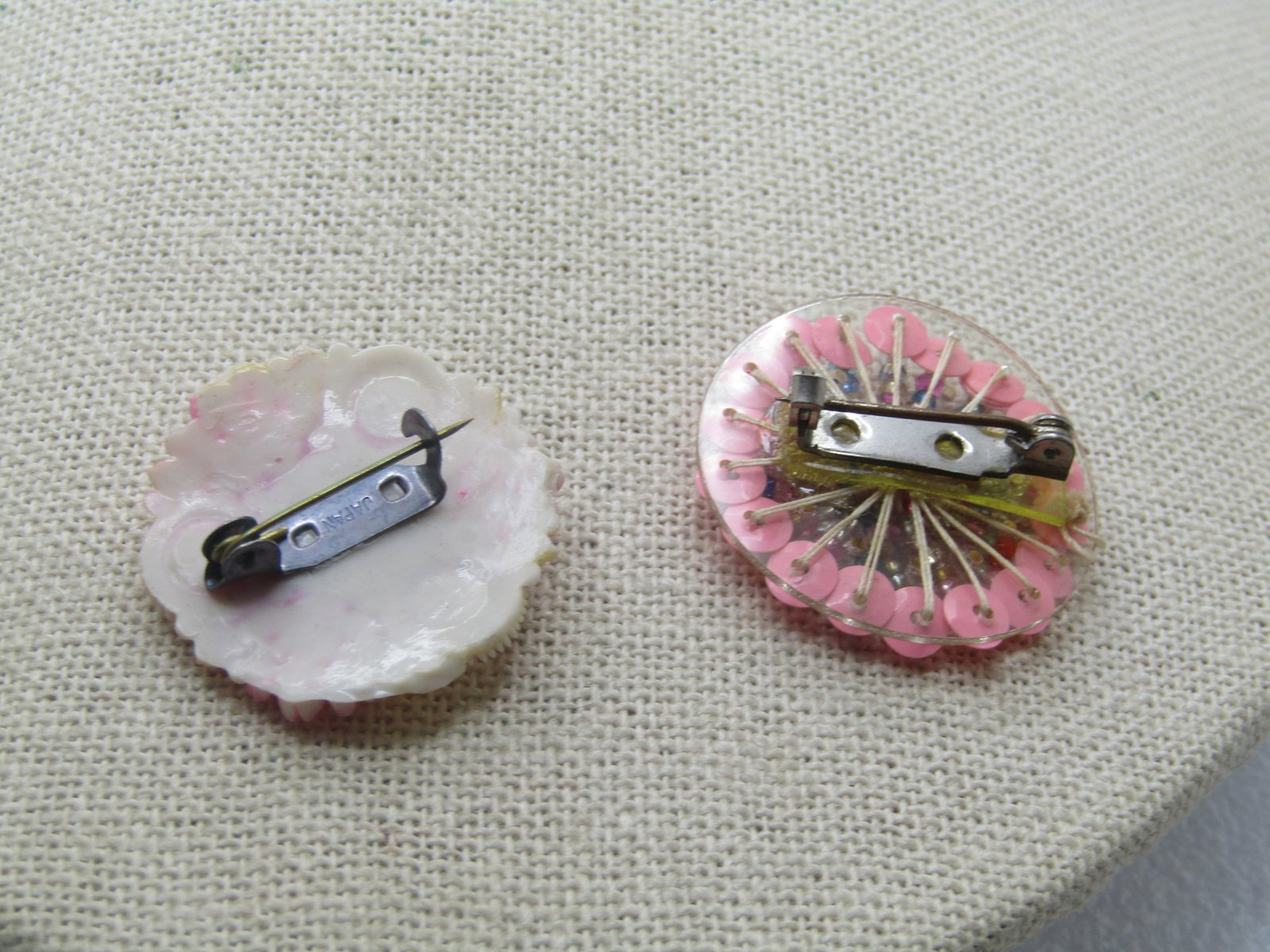 Vintage Celluoid Floral & Beaded Brooch Lot, 2 Pc. 1940's-1950's - 4