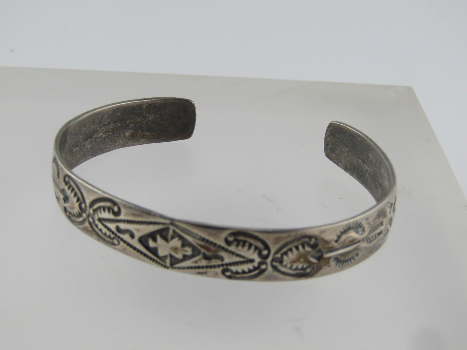 Vintage Sterling Southwestern Cuff Bracelet, Stamped, 5.75", Youth, 1960's-1970's - 4