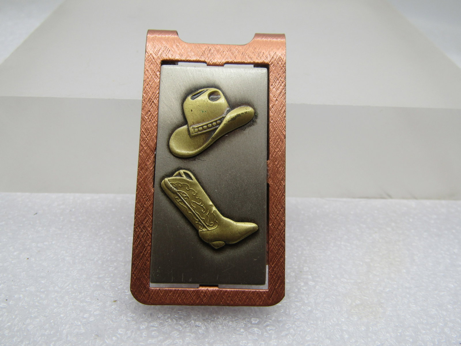Vintage Southwestern Cowboy Money Clip , Copper & Brass, Original Card, 1960's-1970's (1 of 5)