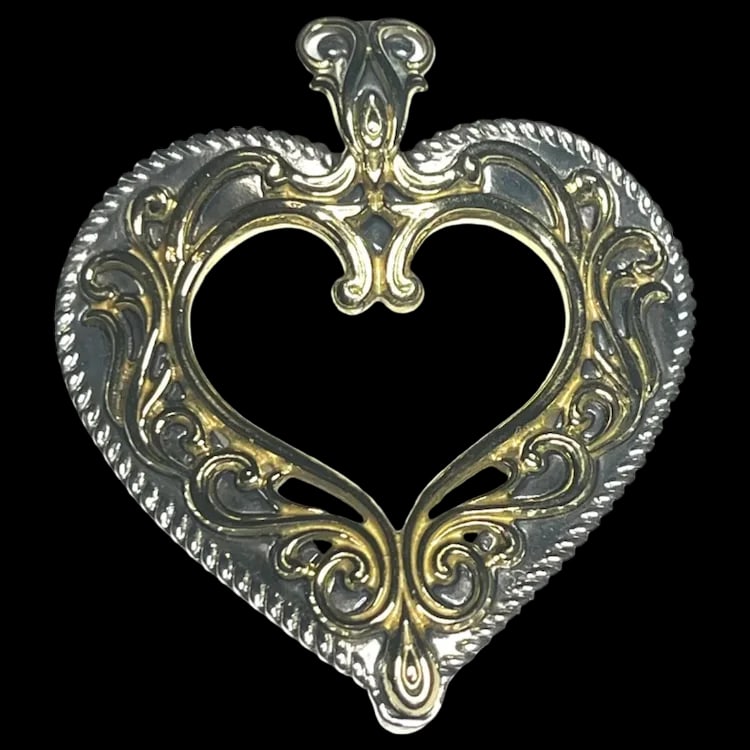 Carolyn Pollack Sterling Silver & Brass Filigree Heart Pendant Enhancer (1 of 8)