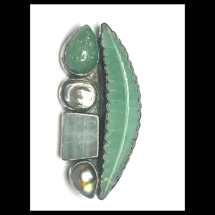 Estate Amy Kahn Russell Carved Leaf Sterling Silver Brooch/Pendant - 2