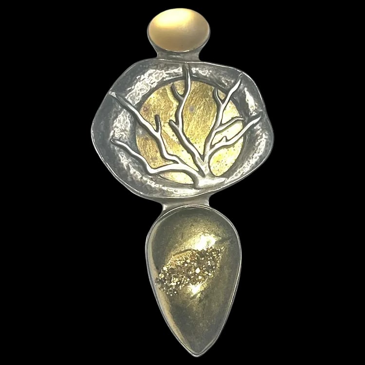 Estate Amy Kahn Russell Echo of the Dreamer 22k Gold in Crystal over Drasy and Sterling Silver (1 of 6)