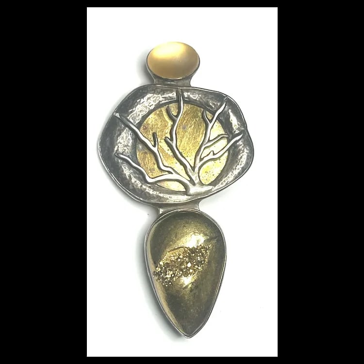 Estate Amy Kahn Russell Echo of the Dreamer 22k Gold in Crystal over Drasy and Sterling Silver - 2