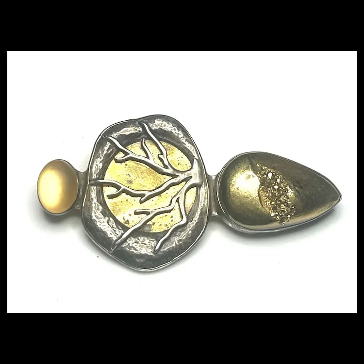 Estate Amy Kahn Russell Echo of the Dreamer 22k Gold in Crystal over Drasy and Sterling Silver - 3