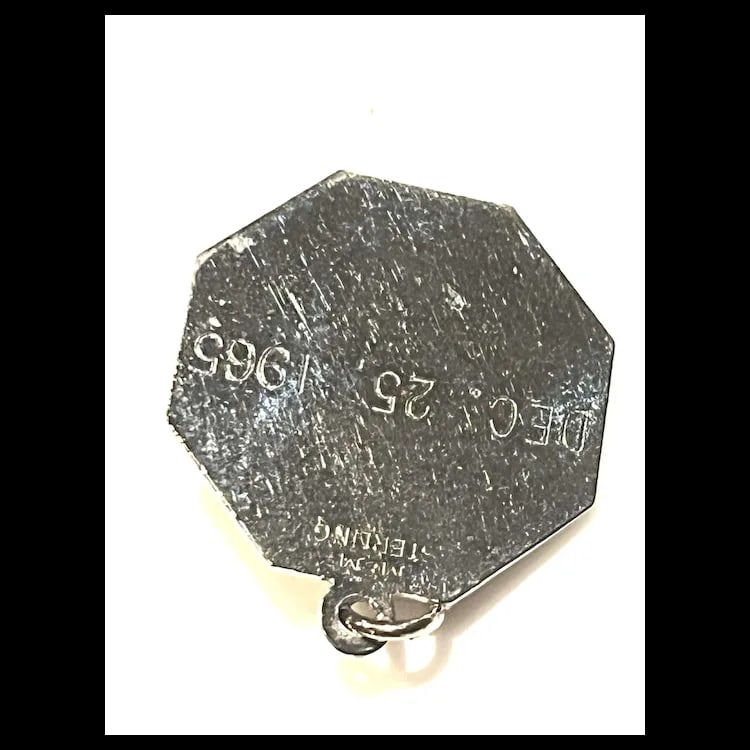 Vintage Merry Christmas Octagon Christmas Tree Disk Charm - 4