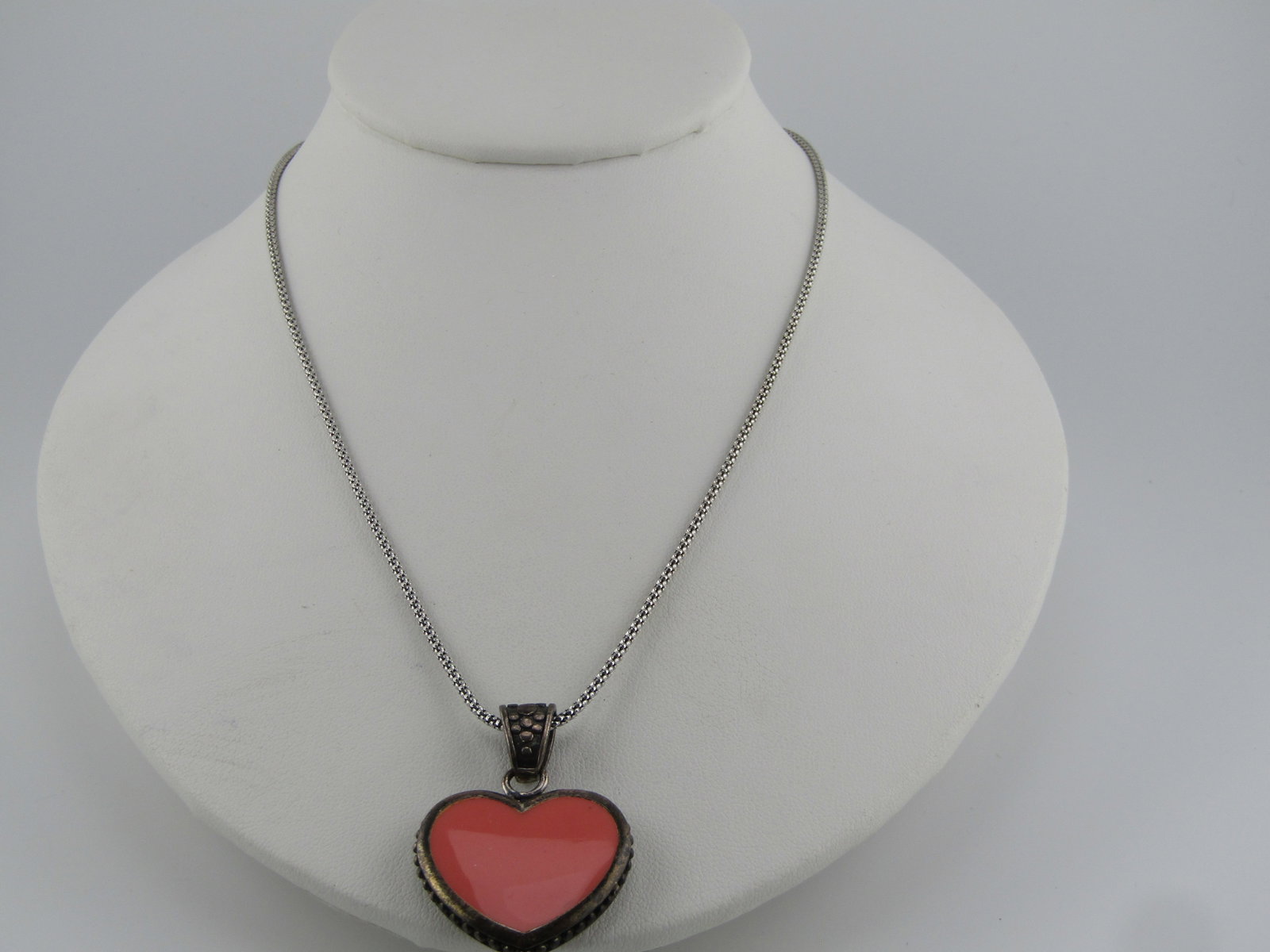 Vintage Sterling Two-Sided Heart Necklace, 18" , 1980's - 2