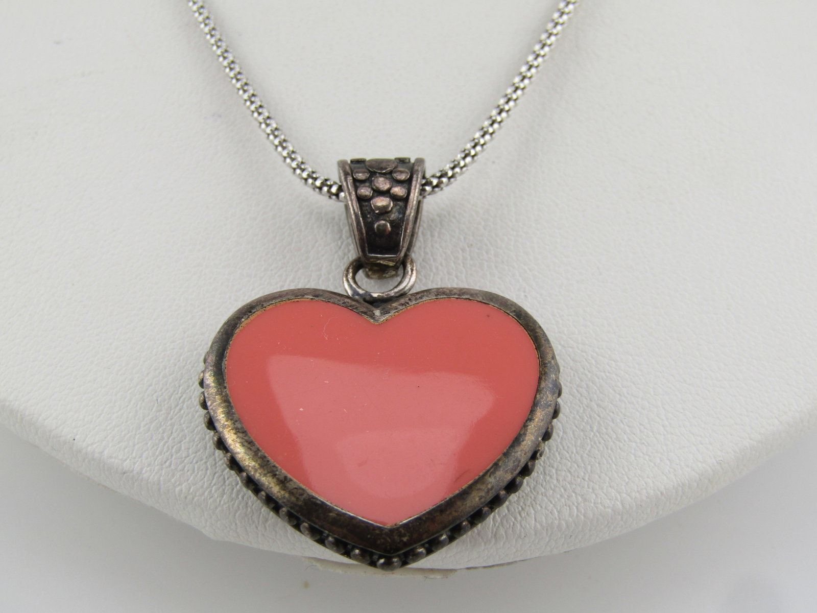 Vintage Sterling Two-Sided Heart Necklace, 18" , 1980's - 3