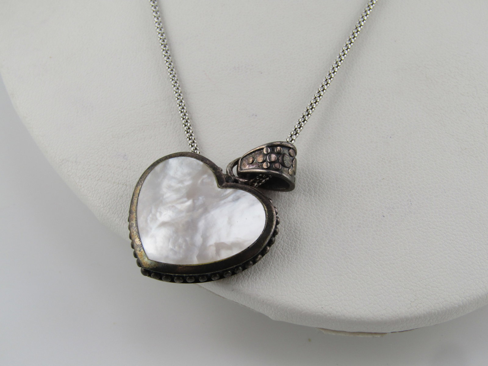 Vintage Sterling Two-Sided Heart Necklace, 18" , 1980's - 4