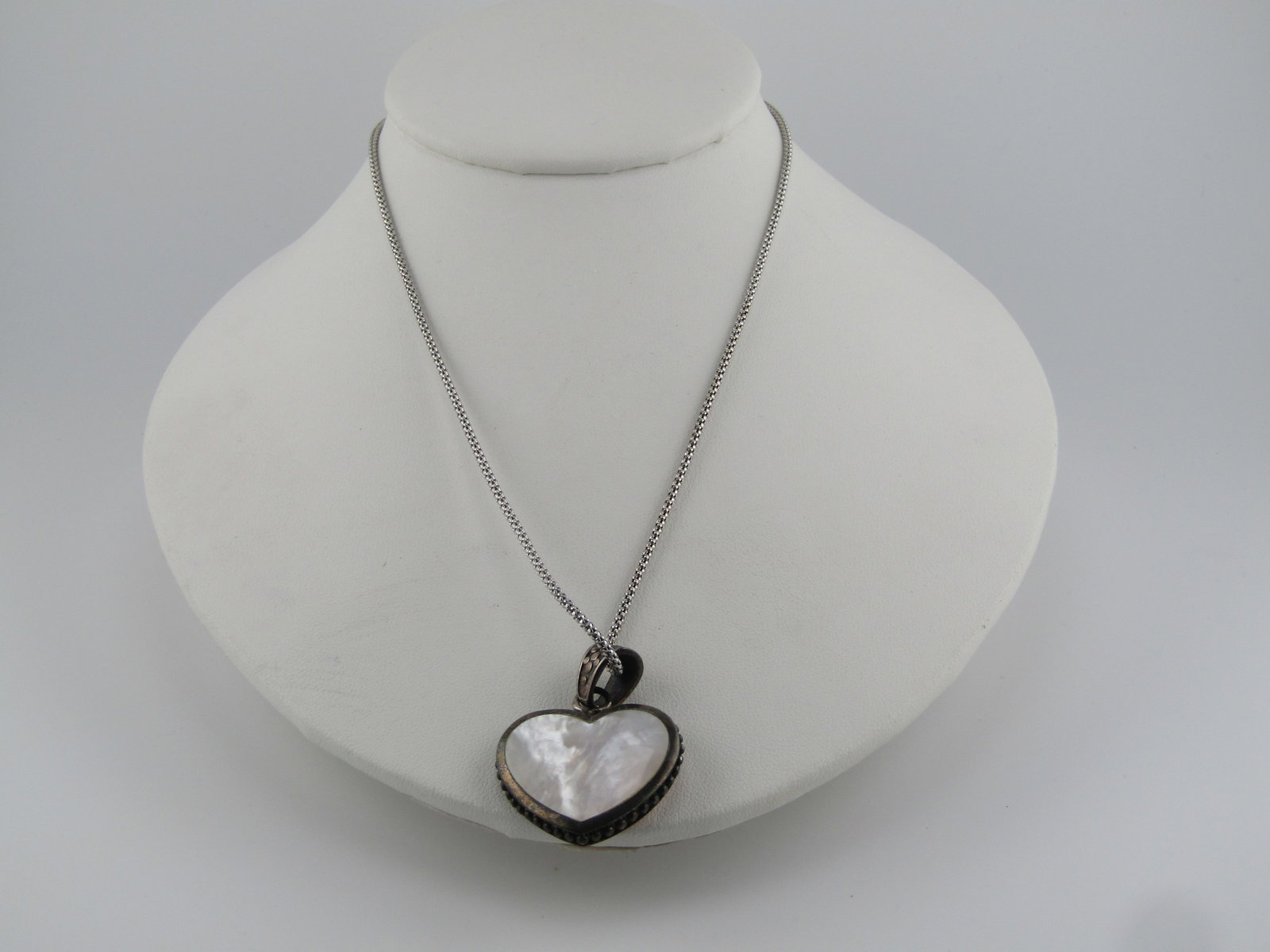 Vintage Sterling Two-Sided Heart Necklace, 18" , 1980's - 5