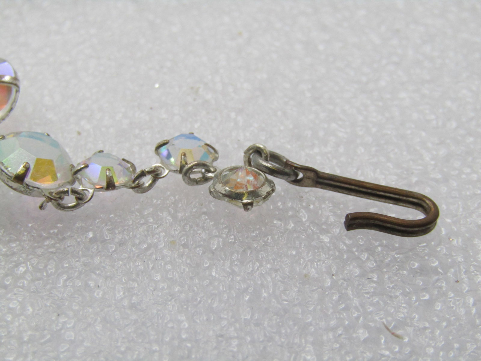 Vintage Clear Aurora Borealis Crystal Necklace, 16", 1940's-1950's, Graduated - 8