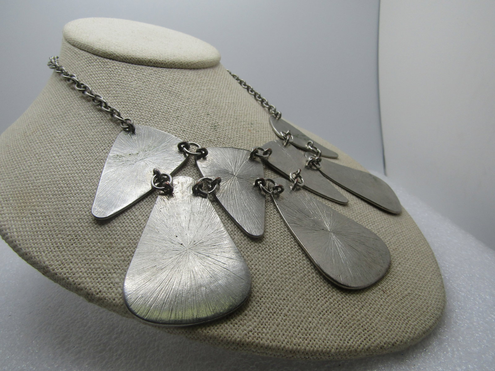 Vintage Triangular Drop Bib Necklace, 18", 1980's-1990's, Tribal Vibe - 3