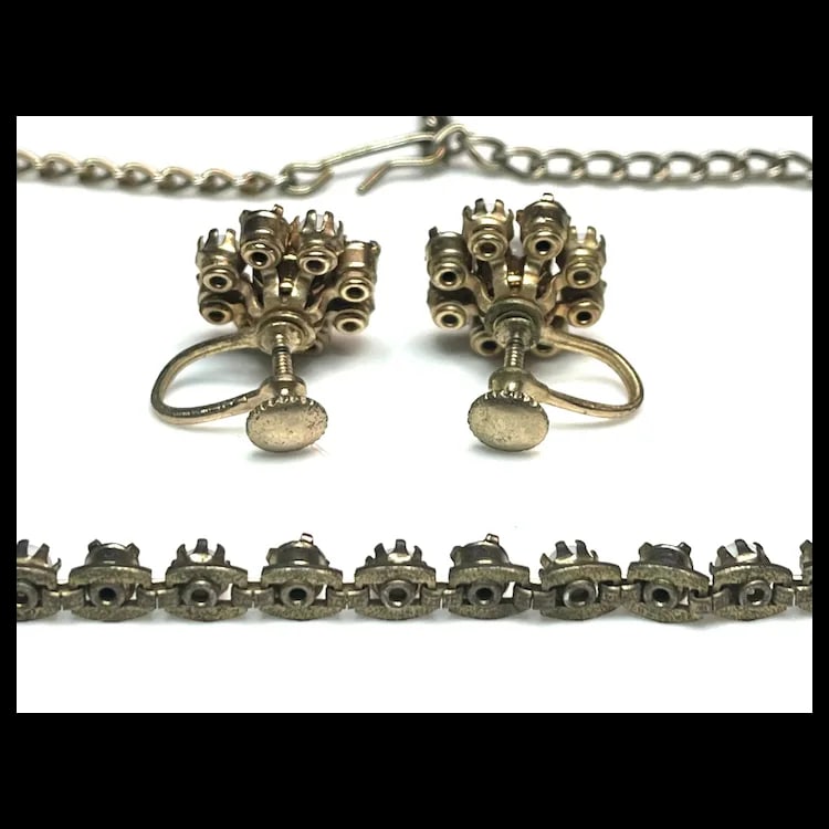 Vintage Choker Necklace and Earring Set - 4